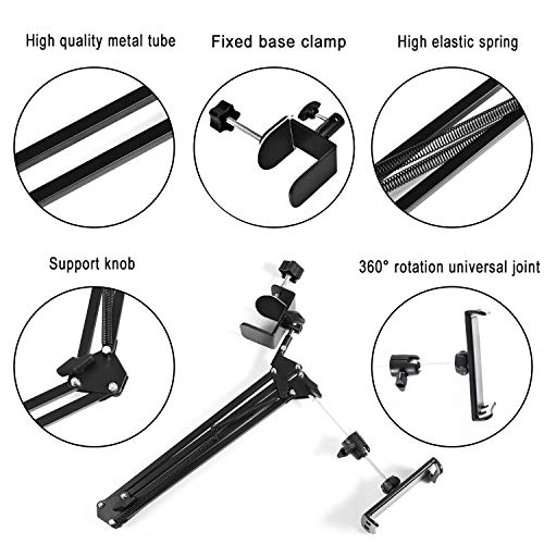SAMHOUSING Tablet Stand for Bed,360 Degree Rotating Bed Tablet Mount Holder Stand with Aluminum Arm for iPad,iPhoneXS,N-Switch, Amazon Kindle Fire,or Other 4.7~12.9 inch-Screen Devices