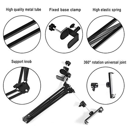 SAMHOUSING Tablet Stand for Bed,360 Degree Rotating Bed Tablet Mount Holder Stand with Aluminum Arm for iPad,iPhoneXS,N-Switch, Amazon Kindle Fire,or Other 4.7~12.9 inch-Screen Devices