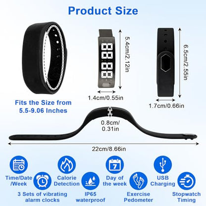 Waterproof Vibrating Alarm Clock Watch for Students&Athletes(Black)