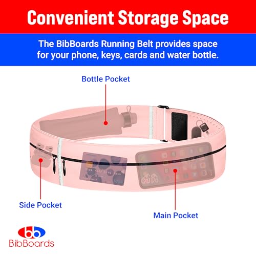 BibBoards Running Belt for Phone, Pink, 38-48 in - color: Pink, style: 38 Inch