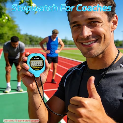 2Pack Simple Basic Stopwatch Timer, Pure Silent Stop Watch with On/Off - color: Blue