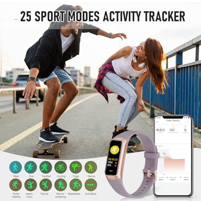 Fitness Tracker with 24/7 Heart Rate, Activity Trackers with Blood Pressure Sleep Monitor, 1.10" AMOLED Screen Step Tracker, Waterproof Step Counter, Health Smart Watch Pedometer for Women Men - color: Orchid Purple