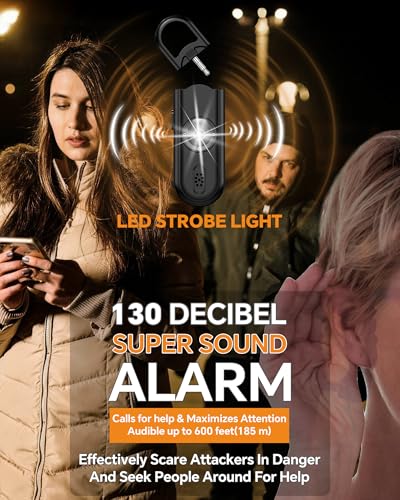 Safe Sound Personal Alarm, 2 Pack 130 dB Loud Siren Song Emergency Security Alarm Keychain with Strobe LED Light, Personal Sound Safety Siren for Women, Men, Children, Elderly - color: Black/Rose Gold