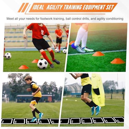 Agility Ladder Set 15ft Rubber Non-Slip Agility Training Ladder with 10Cone
