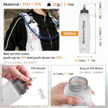 TRIWONDER Hydration Vest Running Backpack for Men & Women, Water Pack for Hiking, Camping, Climbing & Cycling, Lightweight Daypack - color: 07 White - with 500ml Soft Flask