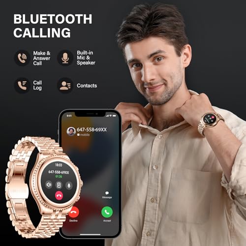 High-end Luxury Smart Watch for Men, Rotating Dial (Axe-Cut Bezel) Smartwatch, 1.32" AMOLED Display, Heart Rate, Blood Pressure, SpO2, Sleep Monitor, Stainless Steel Build, Compatible Android and iOS
