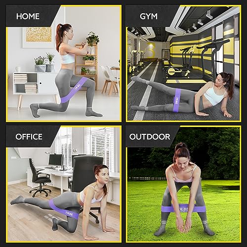 Fabric Resistance Bands for Working Out, 5-Band Set for Legs and Glutes - color: Purple