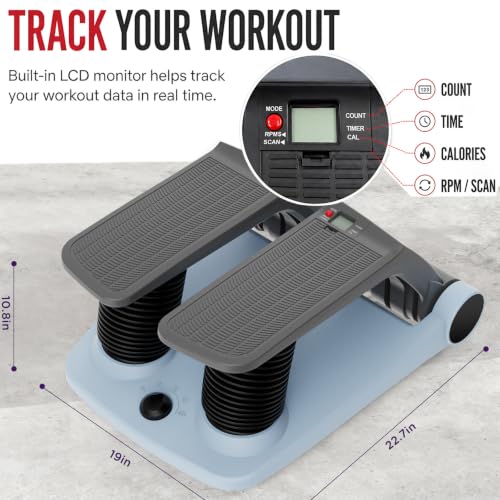 Air Stepper Machine with Resistance Bands - color: Blue/Black