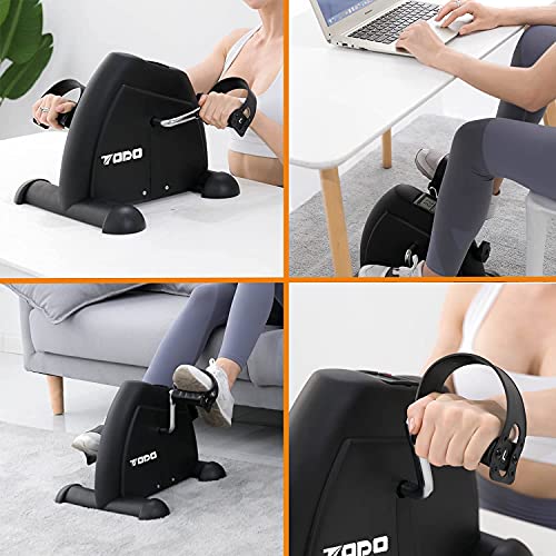 TODO Mini Exercise Bike Pedal Exerciser Foot Peddler Portable Therapy Bicycle with Digital Monitor - color: Silver