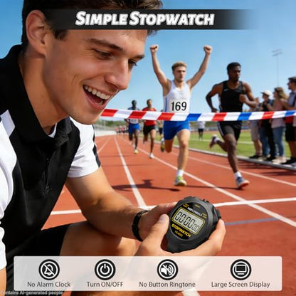 Stopwatch Sports Timer, Digital Stop-Watch - style: 1Lap Non-waterproof Black