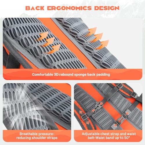 Maelstrom Lightweight Hydration Hiking Backpack with 2L/3L Water Bladder - color: 2.Orange, size: 3L Bladder