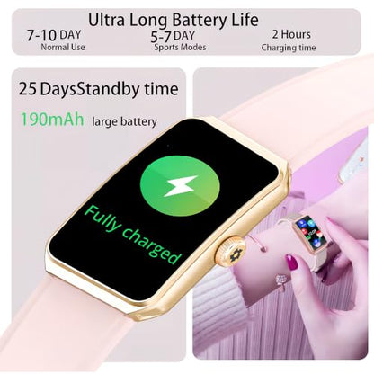 Fitness Tracker, 1.47" HD, Heart Rate SpO2, IP68 - Gold Pink - color: Gold Case w/ pink Band