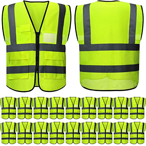 JaGely 20 Pack Reflective Safety Vests with Pockets