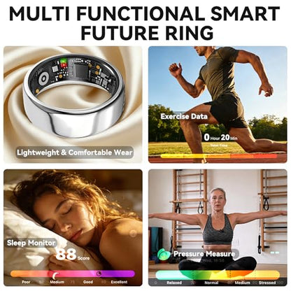 Smart Ring for Women Men,Fitness Tracker,Health Ring,Sleep Tracker - color: Black, size: 10
