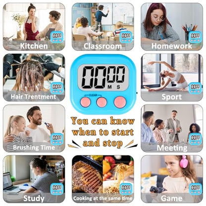 ZILLEEN Digital Kitchen Classroom Timers for Kids Cooking 6pcs MulticolorB - color: Yellow&black&pink&green&orange&purple