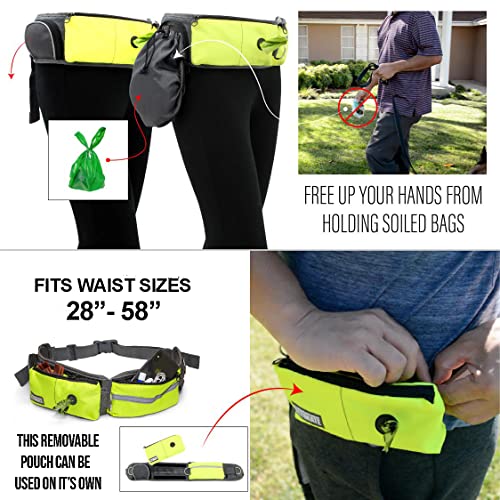 TAKSIN The Ultimate Hands Free Two Dogs Double Leash System for Walking Running Hiking Training, Reflective Bungee Leash, Treat Holder, Poop Bag Dispenser Small Medium Large Dogs (Yellow Deluxe Pack) - color: Yellow, size: Two Dogs