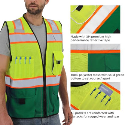 Dib Safety Reflective Safety Vest Made with 3M Tape, Yellow and Green S - color: Yellow & Green, size: Small