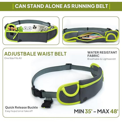 Hands Free Dog Leash with Zipper Pouch, Waist Leash for Dog Walking, Running and Hiking, Adjustable Belt with Handle, Reflective Bungee Design for Large & Medium Dogs