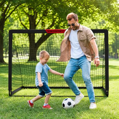 VAVOSPORT Kids Soccer Goals for Backyard Set of 2,Soccer Training Equipment - color: 1-Black, style: 7 ft x 5 ft