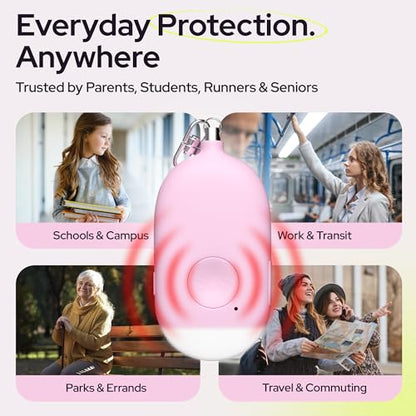 Weten Rechargeable Personal Alarm Keychain - 130dB Siren, LED Light - 3Pack Personal Safety Alert for Women to Carry - Panic Button Alarm for Security - Rape Whistle for Self Defense (Pink&Blue&White) - color: J - Pink&blue&white