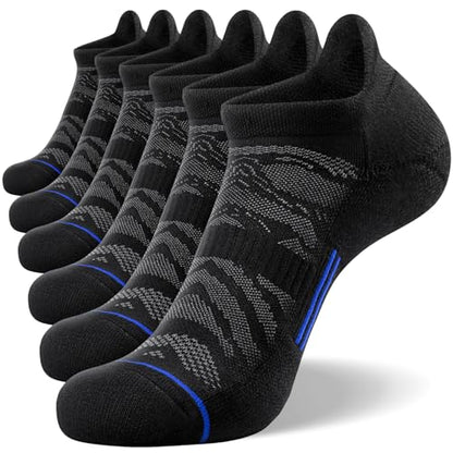 FITRELL Men's 6 Pack Ankle Running Socks Low Cut Cushioned Athletic Sports Socks 7-9/9-12/12-15 - color: Black+blue, size: 9-12