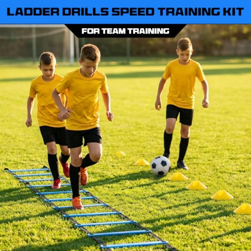 2 Pack 20ft Agility Ladder Set, 40ft Total Adjustable Speed Ladder - color: Blue