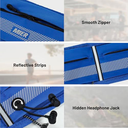 MIER Running Belt for Women & Men, Fanny Pack with Marathon Bib Clip, Navy - color: Navy