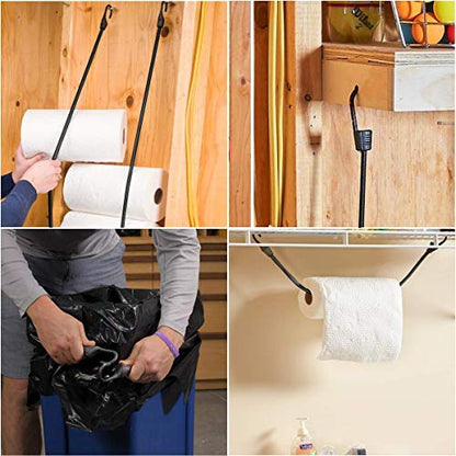 ZHOUBIN 24 Inch Black Bungee Cords with Hooks Heavy Duty, 2 Pcs - size: 24"