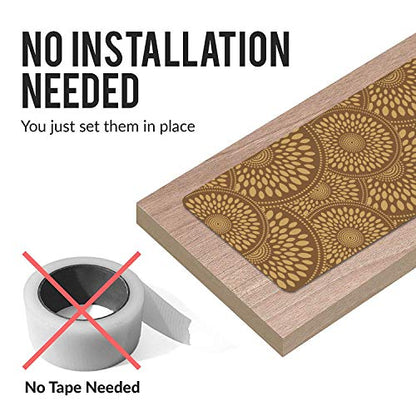 Set of 7 Stair Treads Ultra-Thin with Non Slip Rubber Backing 9”x26”, Mocha/Light Brown Color - 7 Pieces - color: Mocha, size: Design #1