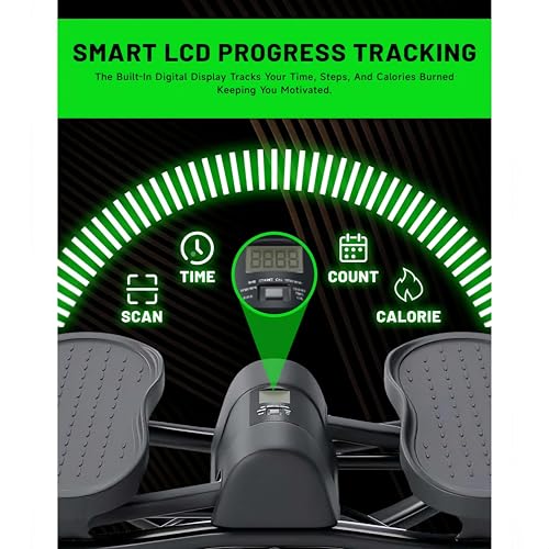 Rock Stepper Cardio Machine for Home Workouts | Low-Impact Fat Burner & Glute Toner with Digital Monitor | 15-Min Quick Silent Stepper, Includes Anti-Slip Mat & Side-to-Side Motion - color: Black