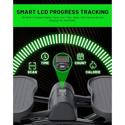 Rock Stepper Cardio Machine for Home Workouts | Low-Impact Fat Burner & Glute Toner with Digital Monitor | 15-Min Quick Silent Stepper, Includes Anti-Slip Mat & Side-to-Side Motion - color: Black