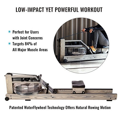Water Rower Rowing Machine for Home Use, Solid Ash Wood Rower