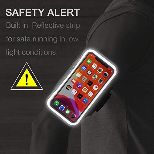 iPhone 17 16 Pro Armband, JEMACHE Gym Workouts Running Arm Band for iPhone 17/16/15/14/13/12 Pro (Black) - color: Black
