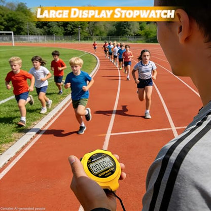 Stopwatch Sports Timer, Digital Stop-Watch - style: 1Lap Non-waterproof Yellow