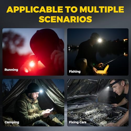 Ultra-Light (1.16oz) LED Clip on Hat Light with Motion Sensor - USB-C Rechargeable Cap Light, 5 Modes with Red Light, IPX6 Waterproof Headlamp for Fishing Hands-Free Clip-on Light(Black) - color: Black