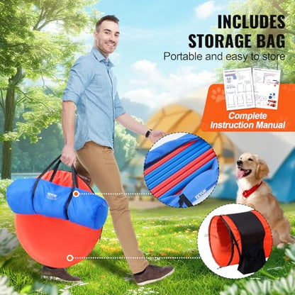 VEVOR Dog Agility Course Backyard Set, 13pcs Agility Training Equipment for Dogs, 2 Tunnels with Sandbags,Adjustable Hurdles,Weave Poles,Jump Ring,Pause Box, Puppy Obstacle Course Kit with Storage Bag - size: 13 Pcs Upgraded Set