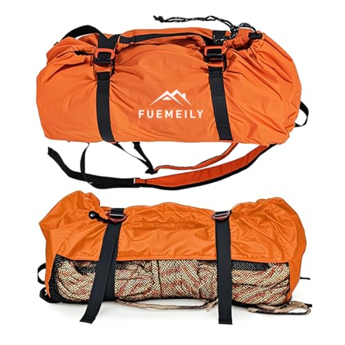 Rock Climbing Rope Bag, Foldable, Adjustable Straps - color: 1-orange