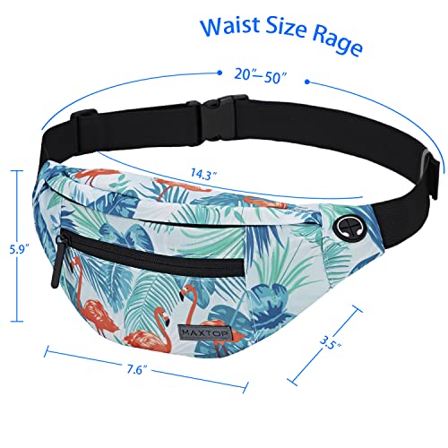 Large Fanny Pack Belt Bag with Adjustable Straps Waist Pack for Men Women - color: Flamingo Green
