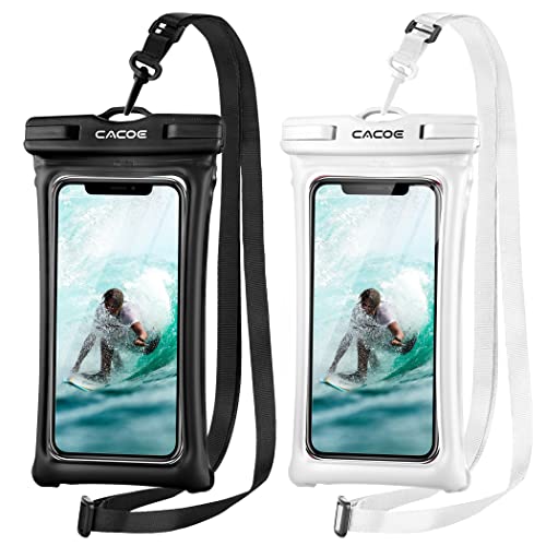 CACOE Floatable Waterproof Phone Pouch 2 Pack Up to 7.0",Black+White - color: Black+White