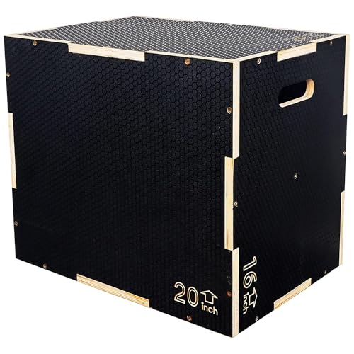 Fitvids Non-Slip Wooden Plyo Box Jump Exercise Platform, Plyometric Workout Equipment for Home Gym, Training Step Box, Multiple Sizes - size: 24" x 20" x 16"