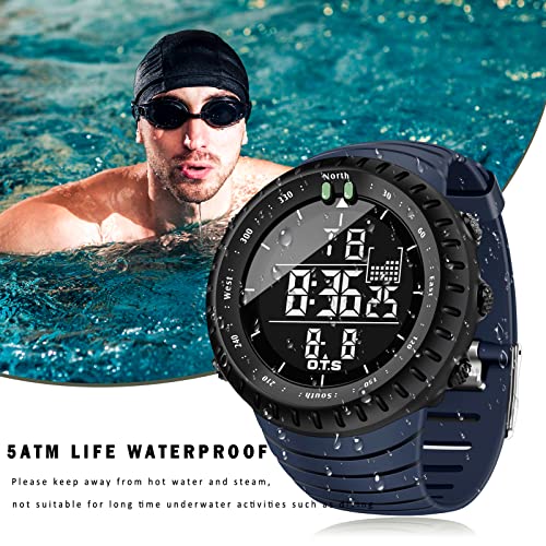 PALADA Men's Digital Sports Watch Waterproof Tactical Watch with LED Backlight Watches for Men - color: Dark Blue