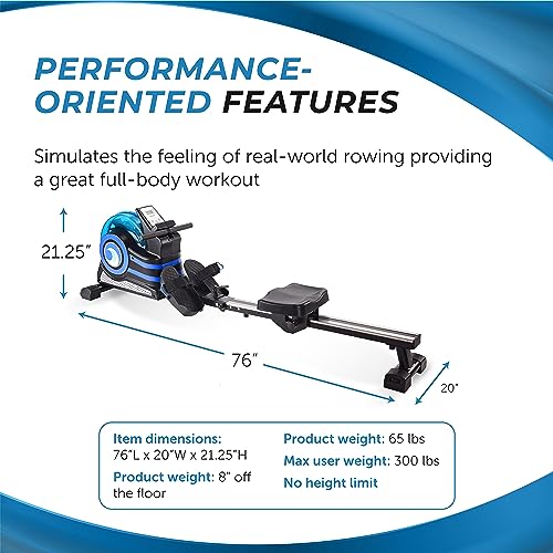 Stamina Inmotion Rower Compact, Efficient Cardiovascular Rowing Machine Smooth Adjustable Tension - color: black, blue