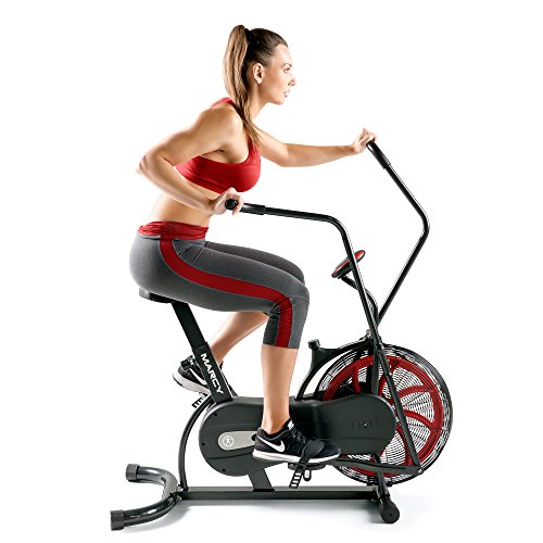 Marcy Air-Resistance Exercise Fan Bike With Dual Action Handlebars - style: Dual Action Red | NS-1000
