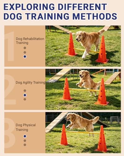 Dog Agility Course Backyard Set, Dog Agility Hurdle Cone Set - color: Orange, size: 18 IN