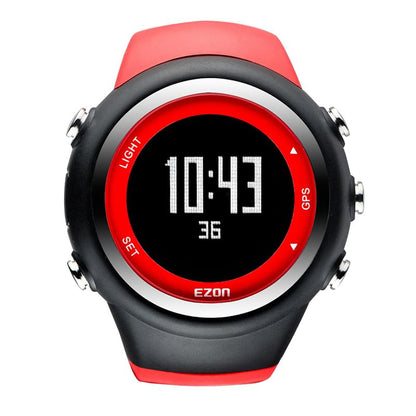 EZON GPS Running Watch with Distance Pace Alarm and Calorie Counter and Stopwatch for Men (Red) - color: Red