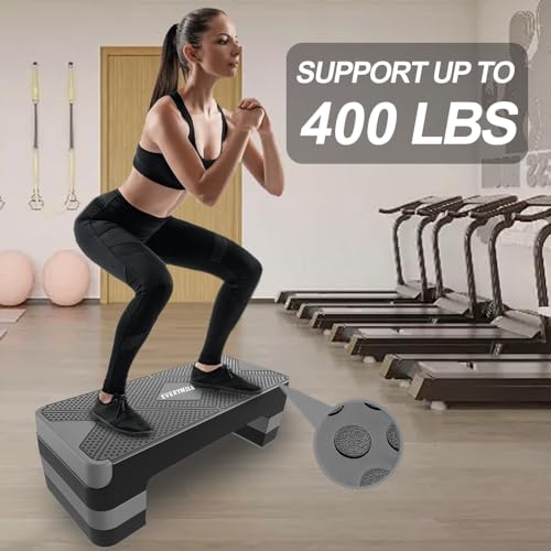 Aerobic Exercise Step, Adjustable Workout Step Platform - color: Grey