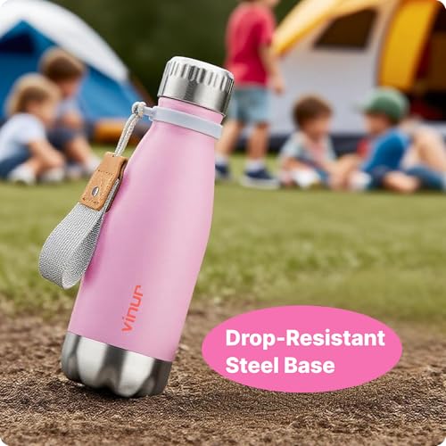 Small Water Bottle-12 oz Leak Proof Insulated Water Bottle with Carry Rope - color: Purple Pink, size: 12 Ounces