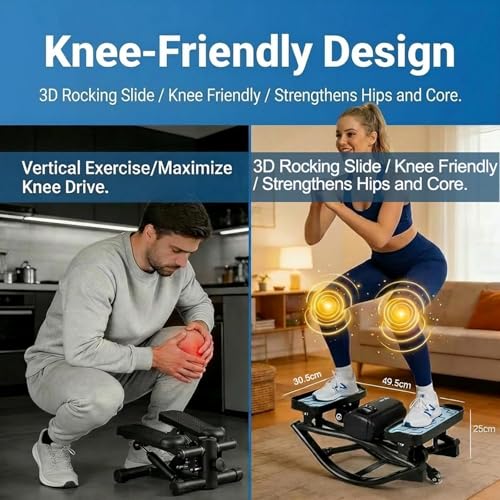 2026 New Rock Stepper Side to Side with Digital Display-Low Impact Rocking Stepper for Core & Glutes, Whisper Quiet for Home & Office Workout, Equipped with Resistance Bands and Floor Mats (330lbs)