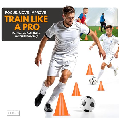 7 Inch (15/30 PCs) Soccer Cones for Training Kids with Mesh Bag - Small Traffic Cones for Sports Training - Flexible Conos for Soccer Practice, Basketball & Football Drills Equipment - style: Orange - 30 Pack