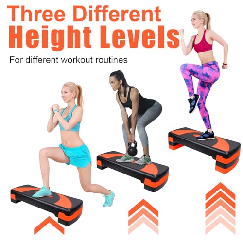 Exercise Workout Aerobic Step Platform Trainer, 31" Aerobic Stepper with 4"-6"-8" Adjustable Height Risers
